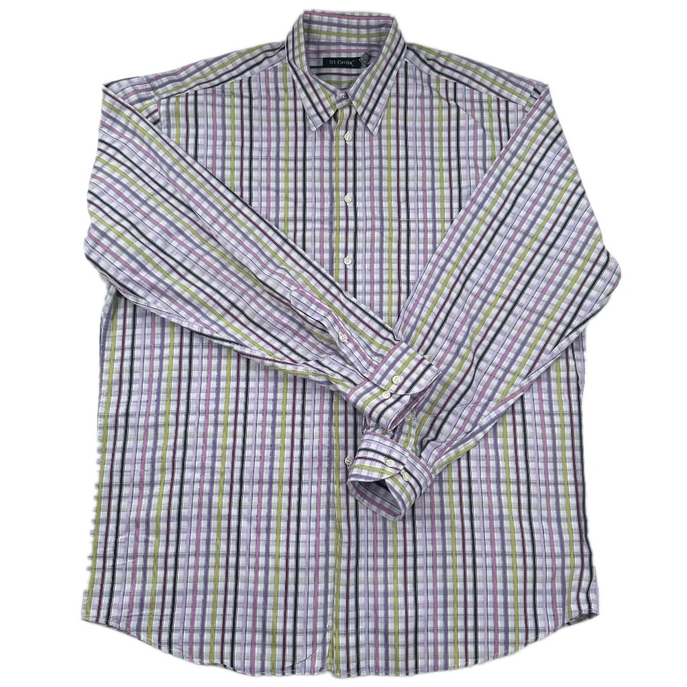 COPY - St. Croix Multi Color Plaid Long Sleeve Luxury Button Down Shirt * Sz XL